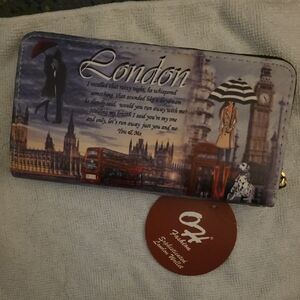 Oh London Cityscape Wallet - Purple and Brown